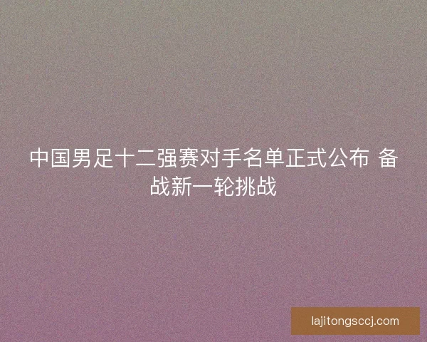中国男足十二强赛对手名单正式公布 备战新一轮挑战
