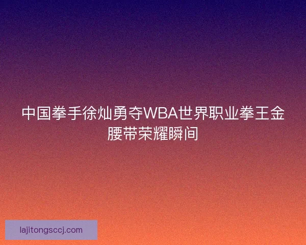 中国拳手徐灿勇夺WBA世界职业拳王金腰带荣耀瞬间 中国拳手徐灿勇夺WBA世界职业拳王金腰带荣耀瞬间